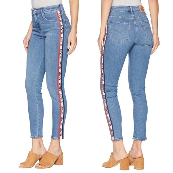 Levi's Women's 721 High Rise Tapered Skinny Ankle Jeans Runner Up Logo Size 29 - Picture 1 of 9